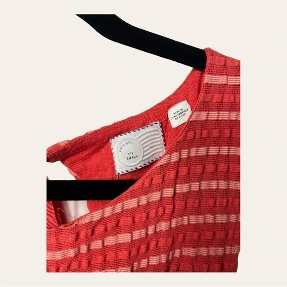 0139. ANTHROPOLOGIE POSTMARK CORAL RIBBON MIDI DRESS SIZE SMALL OPEN BACK W/ TIE - Picture 6 of 10